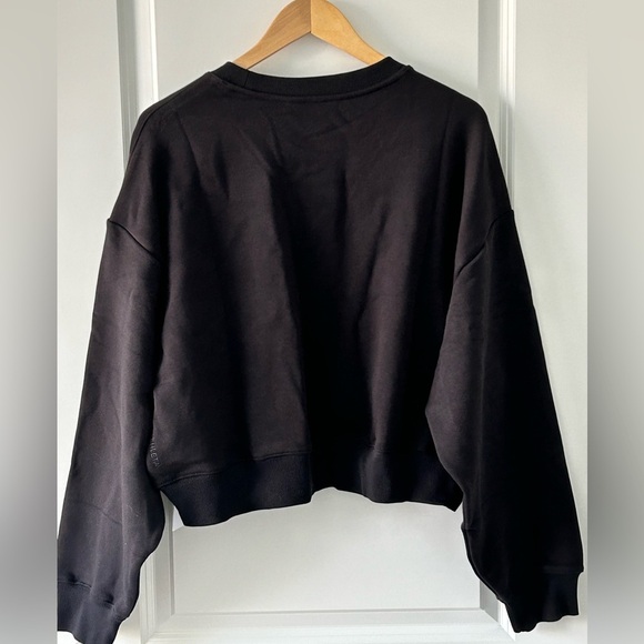 Athleta Black Terry Crop Crew Sweatshirt NWT Size XL - Picture 4 of 9